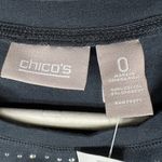 Chico's  Silver Studded T-Shirt Size 0/Small Black‎ Cap Sleeve Whimsigoth NEW! Photo 3