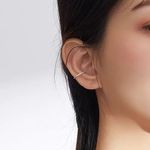 Sterling Silver 925 Sparkling Simple Ear Cuff Earrings Photo 2