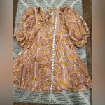 Anthropologie By  Floral Pink and Yellow Boho Mini Dress Photo 10