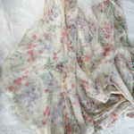 Jeri Modes Vintage 70s Sheer Chiffon Floral Midi Dress Womens M Pink Tie Waist Size M Photo 6