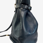 Mulberry Navy Pebbled Leather Drawstring Bucket Bag Plaid Lining England Photo 0