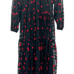 ZARA  Womens Whimsigoth Dark Sheer Embroidered Floral‎ Lace Midi Dress Size S Photo 0