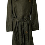 Uterque Linen Blend trench coat Asymmetrical Olive Green M Size M Photo 0