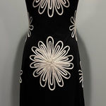 Felicity Statement Black/White Floral Appliqué sleeveless midi dress size Small Black Photo 0