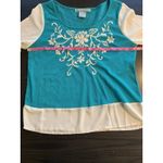 Flying Tomato  Embroidered Mesh Sheer Blouse Shirt‎ Womens Medium READ Photo 7