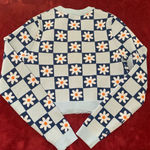 ZARA B07-Women's  Cardigan, Size S, Light Blue and Navy daisies print Photo 4