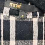 Maje Majé Grunge Leather Trimmed Black & White Plaid Flannel Shirt Size Large 12/14 Photo 8