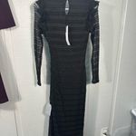 NSR Black Stripe Long Sleeve Round Neckline Midi Dress Size XS NWT Photo 8