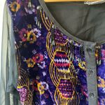 Vintage cropped button front long sleeve top velvet front sheer sleeves Black Size M Photo 1