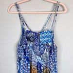 Raga  Blue Yellow Tank Mini Dress Beachy Boho Summer Size Medium Tribal Photo 6