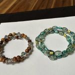 Lot Of 2 Women’s Bead Stretchy Spiral Costume Beaded Bracelets 6 1/2 Inch Photo 4