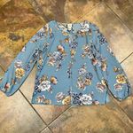 Daytrip  Textured Floral Keyhole Long Sleeve Blouse Large Photo 3