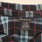 Torrid  Blue Plaid Flannel Button Up Long Sleeve Camp Shirt Size 1X Photo 9