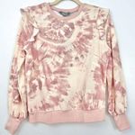 Marled Reunited Clothing New Marled Tie Dye Ruffle Trim Sweatshirt Long Sleeve Crewneck Pullover Pink Photo 8