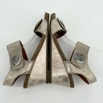 Taos Carousel 2 Wedge Sandals Size 9 Leather Python Suede Metallic Tan Photo 5