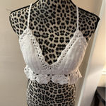 Aerie White Boho Chic Cotton Crochet Beach Knit Crop Top Size L Festival Photo 0