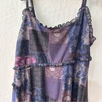Social Collision Tunic Dress Tank Scallop Hem paisley patchwork Tiered Large Purple Photo 2