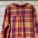Lucky Brand  Women's Pink & Yellow Plaid Shirt Size L Boyfriend Button Down Top Photo 6
