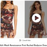 Pretty Little Thing Plt  multi Mesh Renaissance Print Ruched Bodycon Dress size 6 Photo 2