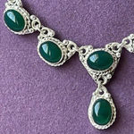 925 Silver real emerald stones necklace​ Photo 3