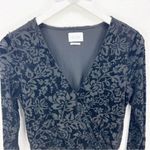 Saylor Black Velvet Burnout Romper Floral Belted Long Sleeve Anthropologie XS Photo 5