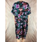 Bobeau Satin Twist Front Black Floral-Print Dress MEDIUM Photo 4