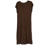 D & Co Naturals Midi Shirt Dress Brown Linen Blend Button Front Casual Size L Size L Photo 4