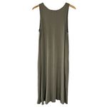 Seven7  Women's Size M Olive Midi Tank Dress Sleeveless Minimalist Lounge Pockets Photo 1