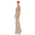 Mac Duggal  Sequin High Neck Sleeveless Column Gown Dress 10907 Taupe 2 Photo 3