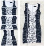 Guess  Black White Lace Bodycon Mini Dress‎ Sleeveless Short Sexy Fitted Size 0 Photo 11