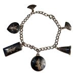 Sterling Silver Siam  MCM Tribal Ethnic Charm Link Chain Bracelet Photo 0