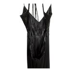 Xxi UNIQUE Flowy Sequined Long Strappy Dress Black Criss-Cross Tie Back Womens M Photo 5