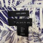 Tahari  100% Linen Wide Leg Pants Floral Leaf Print Crop Size Large Photo 3