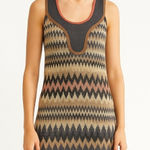 Missoni Vintage M  Metallic Chevron Knit Dress Size 4 Sleeveless Y2K Retro Chic Photo 0