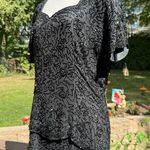 VTG 90s Black Tie Black 100% Silk Sequin Beaded Dress size 14 Shoulder Pad Photo 2