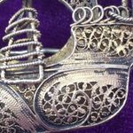 LADIES’ Antique Filigree Sailing Ship Dress Brooch Photo 3