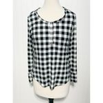 Cynthia Rowley  Plaid Checkered Top Long Sleeve Snaps‎ Black White Women’s Small Photo 11