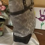 Coach Hampton Signature Silver Jacquard snap satchel purse small tote Photo 4