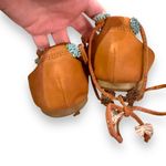 Maurice's Brown Faux Leather Lace Up Tassel Pom Pom Flat Sandals Sz 8 Photo 4