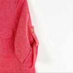 Ellen Tracy  Pink Coral Linen Blend Flap Chest Pockets 1/2 Zipper Top Medium Photo 9