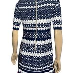 Eliza J Women’s Size 6 Navy Blue White Pink Geometric Print Sheath Mini Dress Photo 3