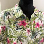 Tommy Bahama  100% Linen Button Down Floral Hawaiian Hibiscus Print Blouse Summer Photo 3