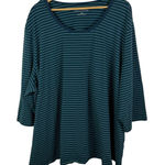 Catherines  Suprema Teal Striped Top Size 4X Stretch Comfort Lounge Everyday Photo 0