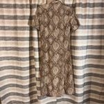 Leslie Fay  Tan Snakeskin Print‎ Button Front Midi Dress Size 8 Photo 1
