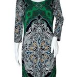 Banana Republic Dress Women Medium Green White Shift Preppy Office Work Career Photo 0