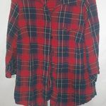 Allison Daley  II XL Red Plaid Cotton Button Down Top Photo 0