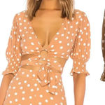 Tularosa Nanette Blouse Latte Beige Polka Dot Crop Tie Wrap Size Medium Photo 0