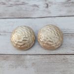 Vintage Clip On Earrings Light Golden Tone Large Chunky Statement 1 & 3/8" Gold Photo 1