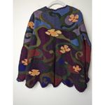 Peruvian Connection Purple Crewneck Floral Alpaca Sweater Fun Funky Art-Wear Photo 8