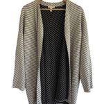 Eileen Fisher  Bracelet Stripe Silk Cotton Drape Cardigan in Black Cream Medium Photo 3